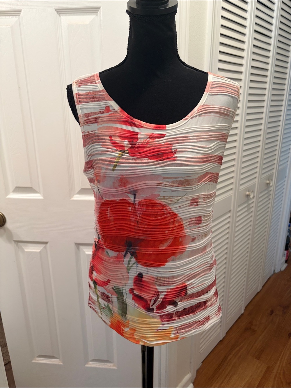 Mango Ruched Sleeveless Floral Print Top